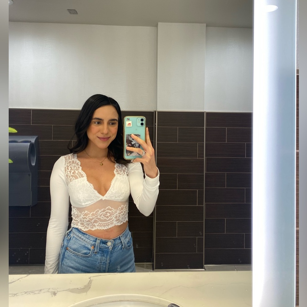 Shein White Lace Crop Top